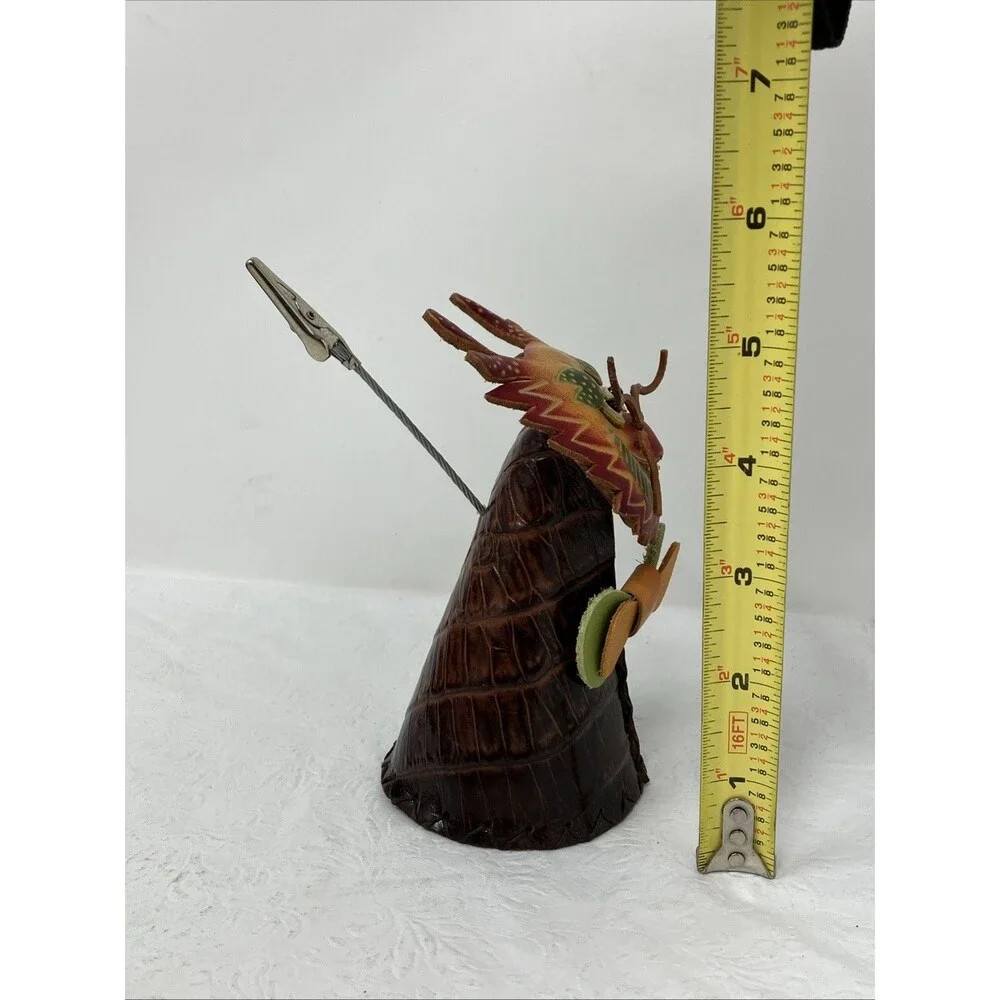 Dragon Coin Purse Pouch Leather Vintage Handcrafted Embossed Painted Chinese